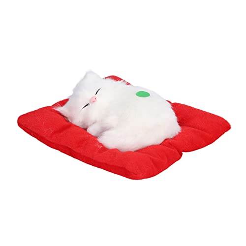 TQNSSM Clean air carbon crystal cat gato falso durmiendo gatito muñeca juguete simulación gato durmiendo mat interactivo juguete para mascotas con carbón activado por sonido(rojo)