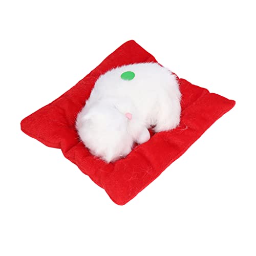 TQNSSM Clean air carbon crystal cat gato falso durmiendo gatito muñeca juguete simulación gato durmiendo mat interactivo juguete para mascotas con carbón activado por sonido(rojo)