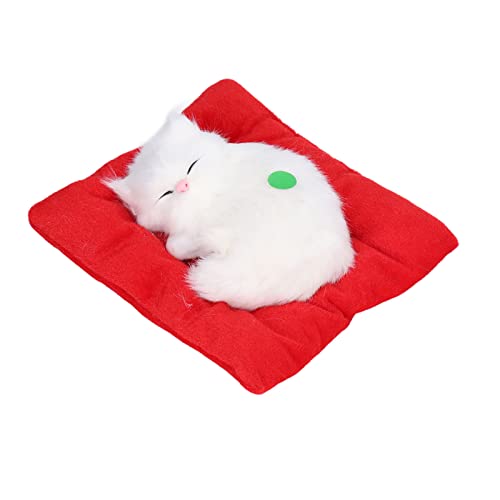TQNSSM Clean air carbon crystal cat gato falso durmiendo gatito muñeca juguete simulación gato durmiendo mat interactivo juguete para mascotas con carbón activado por sonido(rojo)