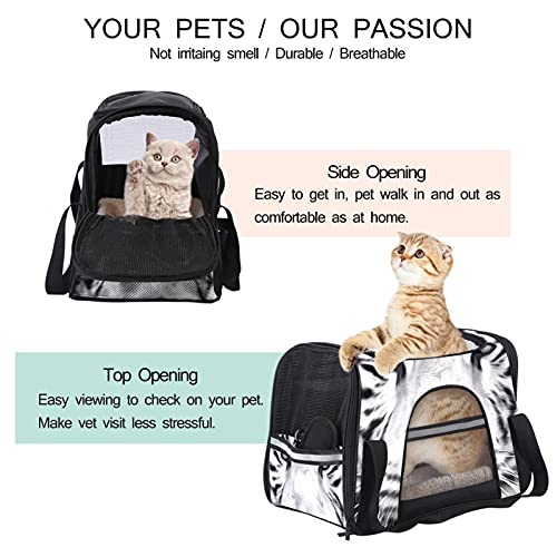 Transportador de mascotas Blanco Tigre Bengala Suave Cara Transportadores de Viaje para Gatos, Perros Cachorro Comodidad Portátil Plegable Bolsa de Mascota Aérea Aprobado