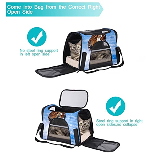Transportador de mascotas de Bengala Tiger de cara suave para mascotas, transportadores de viaje para gatos, perros, cachorro, cómodo, portátil, plegable, bolsa para mascotas aprobada por aerolíneas
