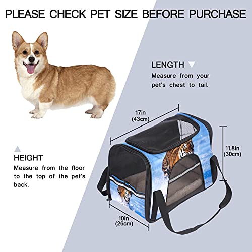 Transportador de mascotas de Bengala Tiger de cara suave para mascotas, transportadores de viaje para gatos, perros, cachorro, cómodo, portátil, plegable, bolsa para mascotas aprobada por aerolíneas