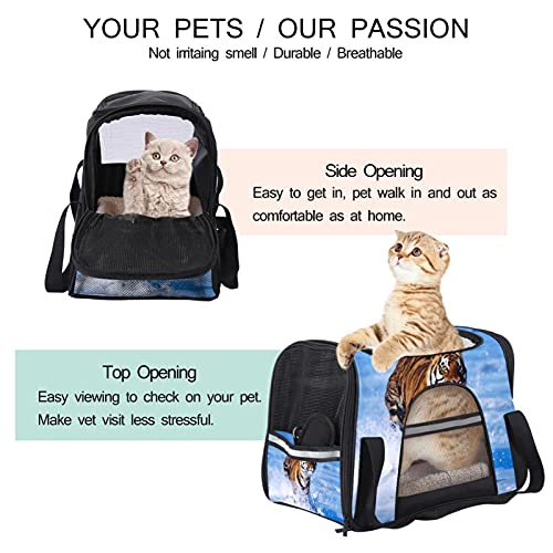 Transportador de mascotas de Bengala Tiger de cara suave para mascotas, transportadores de viaje para gatos, perros, cachorro, cómodo, portátil, plegable, bolsa para mascotas aprobada por aerolíneas