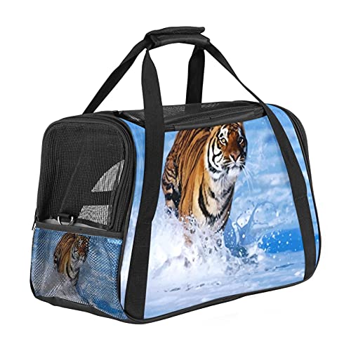 Transportador de mascotas de Bengala Tiger de cara suave para mascotas, transportadores de viaje para gatos, perros, cachorro, cómodo, portátil, plegable, bolsa para mascotas aprobada por aerolíneas
