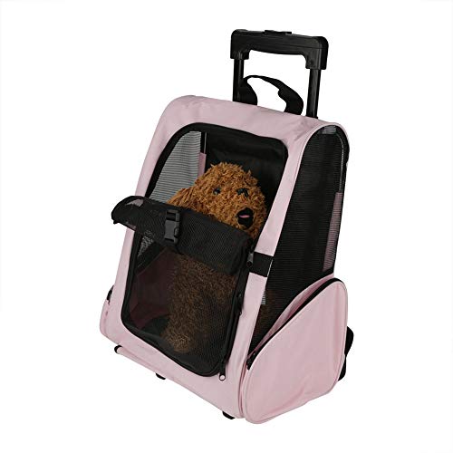 Transportador de mascotas, tela de malla de tela Oxford de alta calidad, correas de hombro ajustables para mascotas para viajar (negro, rosa)