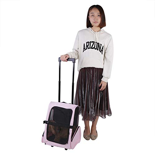 Transportador de mascotas, tela de malla de tela Oxford de alta calidad, correas de hombro ajustables para mascotas para viajar (negro, rosa)