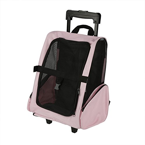 Transportador de mascotas, tela de malla de tela Oxford de alta calidad, correas de hombro ajustables para mascotas para viajar (negro, rosa)