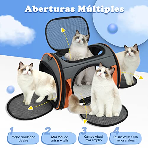 Transportín Gato Perro, Bolsa Transporte Portátil, Transportín para Mascotas Plegable Aerolínea Aprobado, Bolsa de Transporte para Gatos con Gran Espacio Transportín para Perros para Viajes cómodos