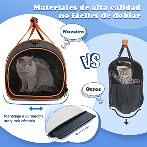Transportín Gato Perro, Bolsa Transporte Portátil, Transportín para Mascotas Plegable Aerolínea Aprobado, Bolsa de Transporte para Gatos con Gran Espacio Transportín para Perros para Viajes cómodos