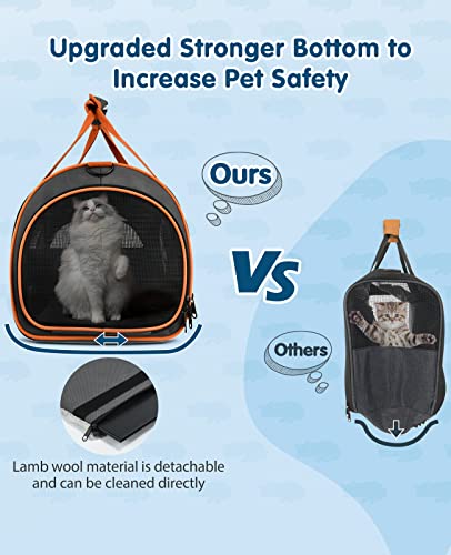 Transportín Gato Perro, Transportadora para Mascotas con 5 Ventanas de Malla, Bolsa Transportadora para Mascotas de Lados Suaves con Colchón Suave para Viajan, Transportín para Gatos