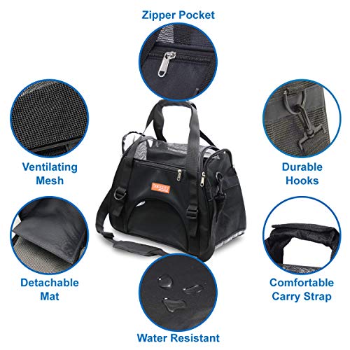 Trasportín de Viaje para Mascotas para Gatos Perros Conejos Hámster, Homologado para Aerolíneas Laterales Blandos Bolsa de Transporte para Perritos, Gatitos, con Correa