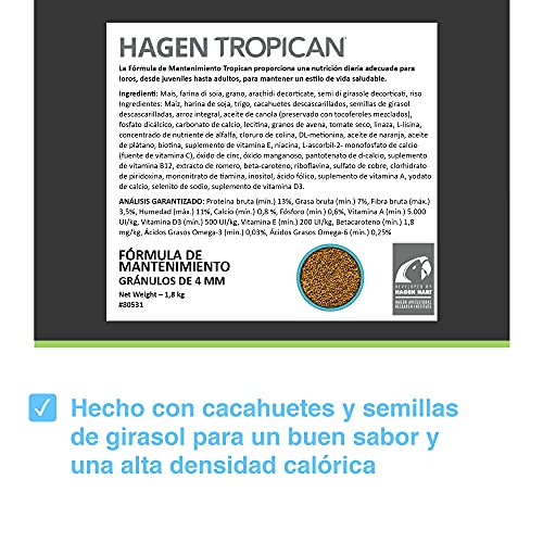 Tropican Mantenimiento para Loros - 1,8 kg