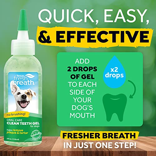 TROPICLEAN Fresh Breath by Gel de Cuidado Bucal para Perros - Dientes Limpios, Sin Cepillado - Combate la Placa, el Sarro y la Enfermedad Gingival - Original - 118 ml