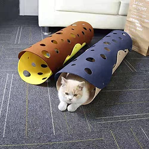 Túnel para gatos Tunnel combinado de fieltro Juguete para mascotas Túnel para gatos desmontable (91 × 22 cm) (Beige+gris)