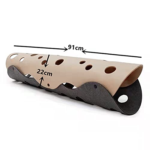 Túnel para gatos Tunnel combinado de fieltro Juguete para mascotas Túnel para gatos desmontable (91 × 22 cm) (Beige+gris)