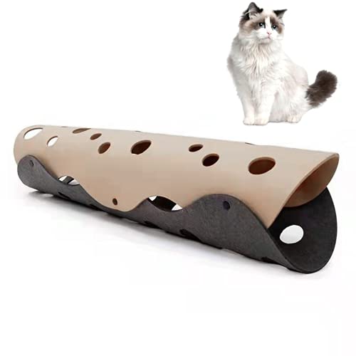 Túnel para gatos Tunnel combinado de fieltro Juguete para mascotas Túnel para gatos desmontable (91 × 22 cm) (Beige+gris)