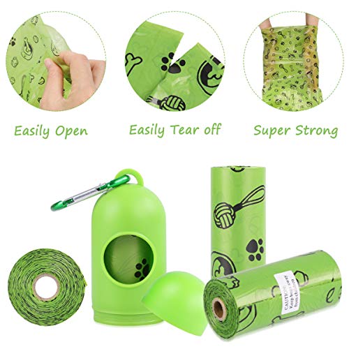 TVOOD Bolsas para caca de perro – 21 rollos (420 bolsas), bolsas biodegradables para perros, bolsas de basura ecológicas para perros, rollos de repuesto con 2 dispensadores (perfumados)