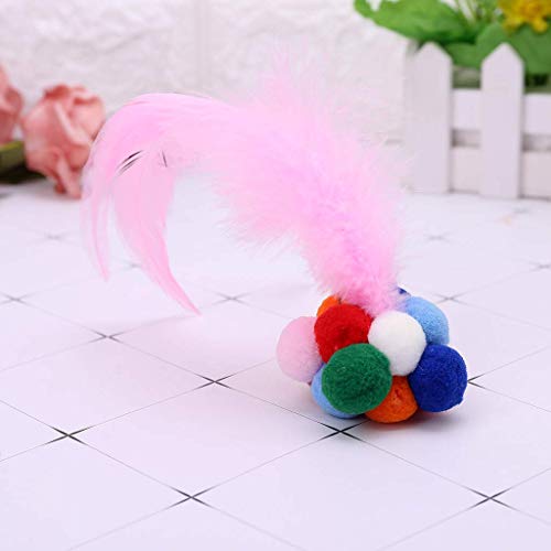 U-M Juguete de gato para mascotas, coloridas campanas hechas a mano bola de plumas de hierba gatera juguete interactivo creativo y exquisito mano de obra