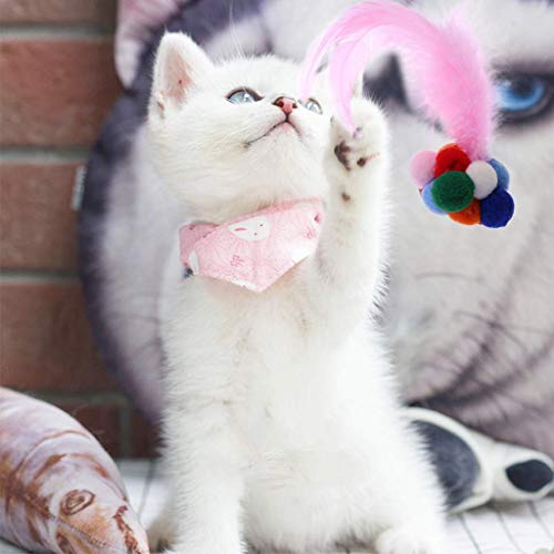 U-M Juguete de gato para mascotas, coloridas campanas hechas a mano bola de plumas de hierba gatera juguete interactivo creativo y exquisito mano de obra