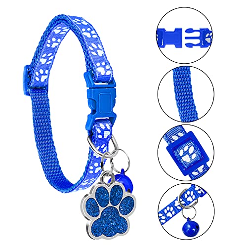Uiopa Collar Gato, Chapa Perro Grabada, Personalizado Collar Perro Pequeño con Campana, Huellas Colla & Etiquetas de Identificación para Gatos Perros Mascotas Pequeños, Ajustable 19-32cm (Rosa)