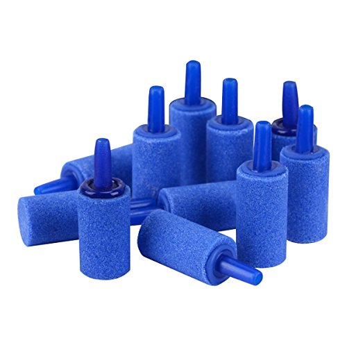 Uniclife 2.5CM Aire Piedras Cilindro 12 Unids Burbuja Difusor Airstones para Acuario Peces Tanque Bomba Azul