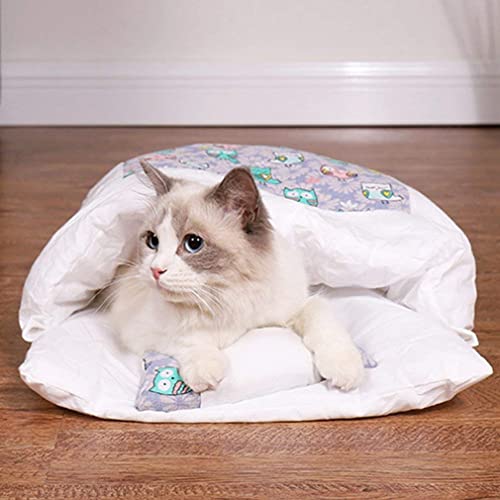 Uniquelove 1Pc Gato Perros Cama para Mascotas Casa Cachorros Gatos Saco De Dormir Estera Sofás Cama Extraíble De Invierno Cálida para Perros Gatos Suministros para Mascotas - Búho Morado M