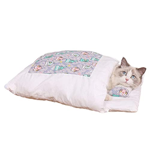 Uniquelove 1Pc Gato Perros Cama para Mascotas Casa Cachorros Gatos Saco De Dormir Estera Sofás Cama Extraíble De Invierno Cálida para Perros Gatos Suministros para Mascotas - Búho Morado M