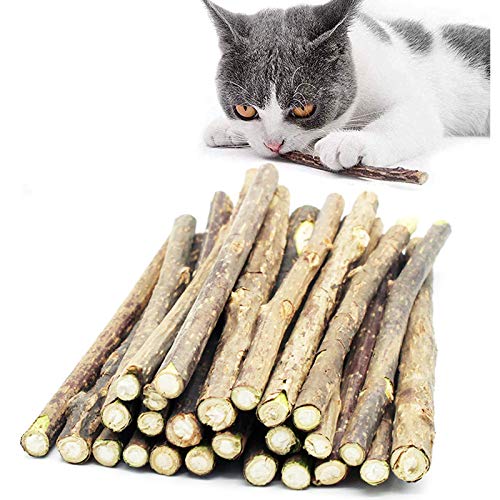 Uooker 25 palitos de gato para masticar gatos naturales orgánicos Matatabi Silvervine, juguetes molares para masticar para gatos, limpieza de dientes, gatos amor masticar palos molar