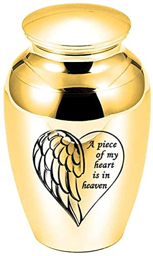 Urnas de cremación para Cenizas para Adultos ala de ángel ala pequeñas urnas para Cenizas para la Mascota Humana Mini Ashes Holder Holder Metal Memorial Ash -a Pieza de mi corazón está en el Ciel