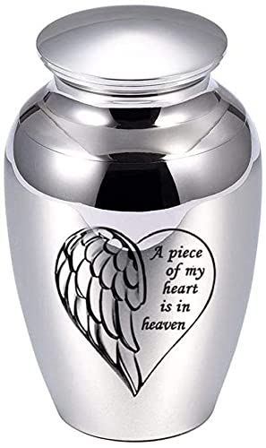 Urnas de cremación para Cenizas para Adultos ala de ángel ala pequeñas urnas para Cenizas para la Mascota Humana Mini Ashes Holder Holder Metal Memorial Ash -a Pieza de mi corazón está en el Ciel