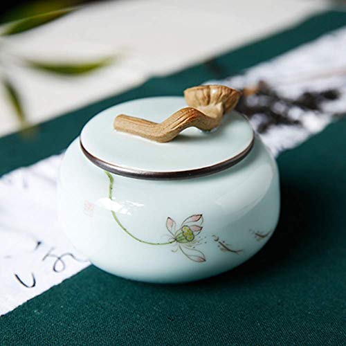 Urnas para el Funeral de Cenizas humanas Crematorio de Cenizas para Adultos Mediano Caja de cerámica Cenizas humanas de Loto Hechas a Mano Latas Selladas Almacenamiento de té de Recuerdo