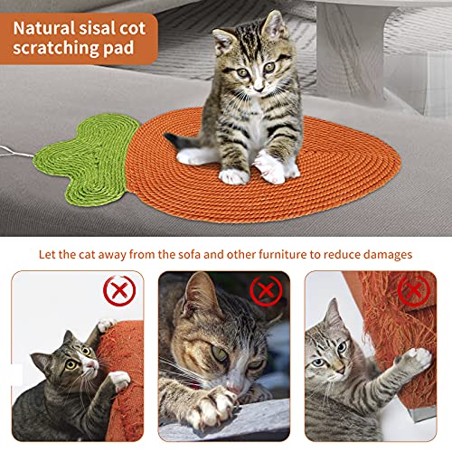 UTDKLPBXAQ Alfombrilla rascadora para Gatos, 45x22,5 cm Alfombrillas raspadoras de sisal Natural para Gatos, Alfombrilla rascadora Horizontal con Forma de Zanahoria para Gatos, alfombras y sofás