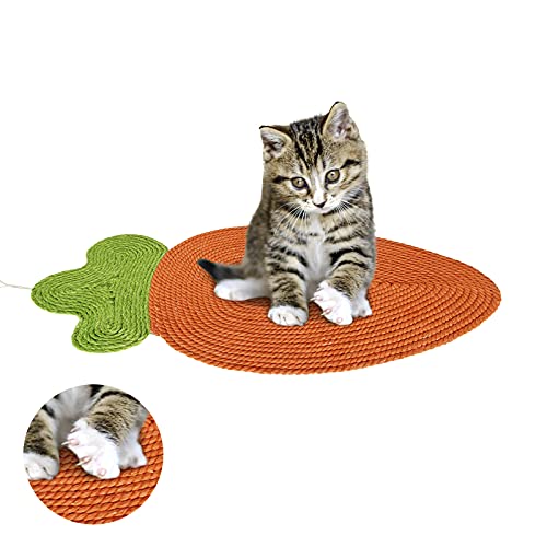 UTDKLPBXAQ Alfombrilla rascadora para Gatos, 45x22,5 cm Alfombrillas raspadoras de sisal Natural para Gatos, Alfombrilla rascadora Horizontal con Forma de Zanahoria para Gatos, alfombras y sofás