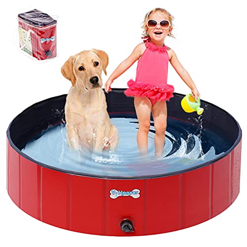 V-HANVER Piscina para Perros Plegable para Perros Pequeños, Medianos y Grandes, Material Robusto Piscina para Niños Piscina para Perros Piscina para Niños y Perros, 100% Segura (D120cm, H30cm)