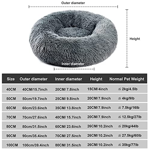 Vanansa Cama mediana para gatos y cachorros de interior, lavable a máquina, redonda esponjosa, antideslizante para dormir con sonido y calor, color gris oscuro 60 cm