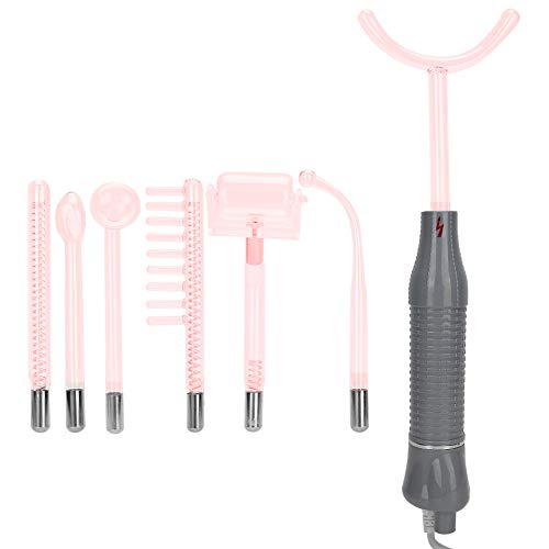 Varita de terapia de piel de electroterapia con ozono de alta frecuencia 7pcs/Set, eliminación de arrugas de acné, estiramiento facial de estiramiento de la piel(Enchufe de la UE)