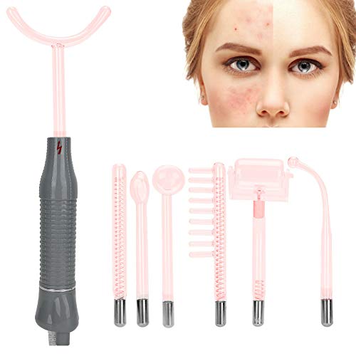 Varita de terapia de piel de electroterapia con ozono de alta frecuencia 7pcs/Set, eliminación de arrugas de acné, estiramiento facial de estiramiento de la piel(Enchufe de la UE)
