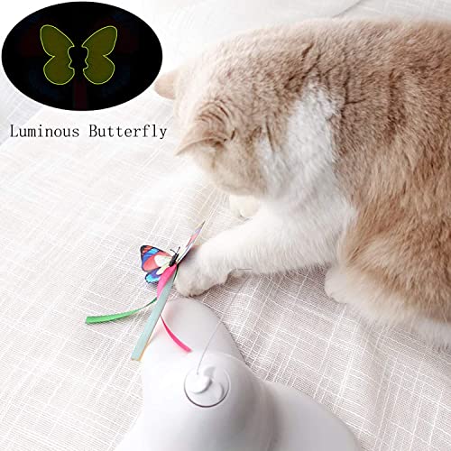 Vealind Juego Interactivo Interior Teaser Gato Juguete con Mariposa Giratoria Eléctrica 360 ° (Luna)