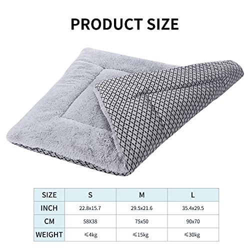 Vejaoo Colchones para Gatos Y Perros, Ambos Lados Disponibles -Colchones para Mascotas XZ014 (L (90 * 75CM), Short Plush Grey)
