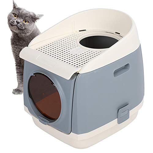 Venta Loca Arena para Gatos Que salpica Exterior Anti, Caja de Arena para Gatos Completamente Cerrada con Puerta Gris, Mascotas para Gatos(Brilliant Gray)