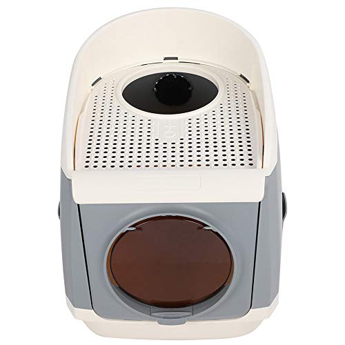 Venta Loca Arena para Gatos Que salpica Exterior Anti, Caja de Arena para Gatos Completamente Cerrada con Puerta Gris, Mascotas para Gatos(Brilliant Gray)