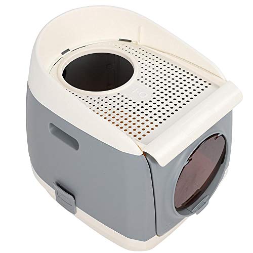 Venta Loca Arena para Gatos Que salpica Exterior Anti, Caja de Arena para Gatos Completamente Cerrada con Puerta Gris, Mascotas para Gatos(Brilliant Gray)