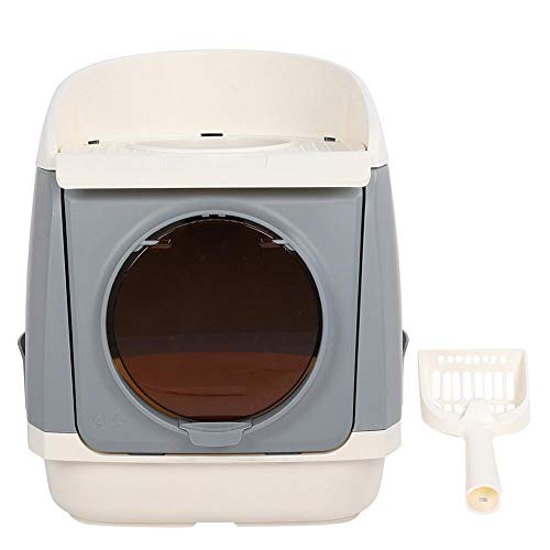 Venta Loca Arena para Gatos Que salpica Exterior Anti, Caja de Arena para Gatos Completamente Cerrada con Puerta Gris, Mascotas para Gatos(Brilliant Gray)