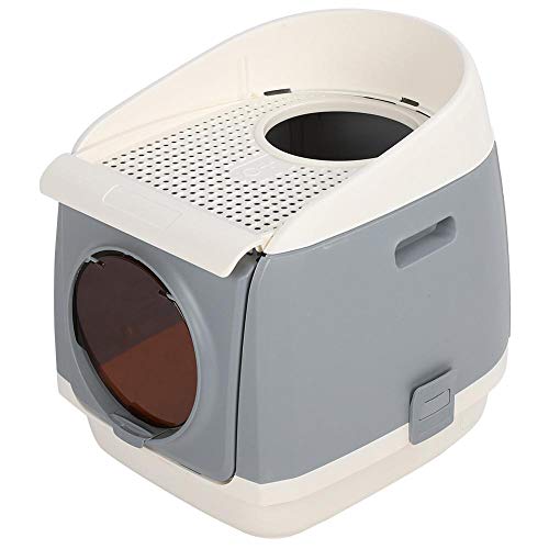 Venta Loca Arena para Gatos Que salpica Exterior Anti, Caja de Arena para Gatos Completamente Cerrada con Puerta Gris, Mascotas para Gatos(Brilliant Gray)