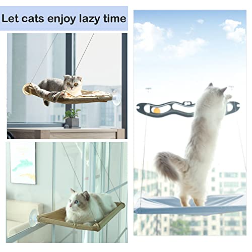 Ventana montada Hamaca para Gato, Cama Gato Colgante para Gato, Hamaca Ventosa para Gatos con Ventosas de Perilla Resistentes, Soportar hasta 17kg