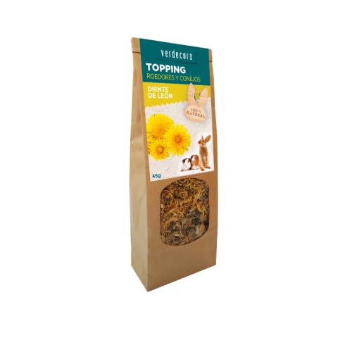 Verdecora Topping Roedores y Conejos | Alimento Complementario para tu Mascota | Ideal para Hamster, cobaya, Chinchilla, Conejo y Otros roedores (Portes INCLUIDOS) (Diente de león 45g)