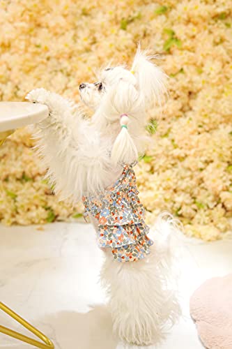 Vestido de Flores para Perros YAODHAOD Lindo Vestido de tutú con Camisola de Pastel Floral para Mascotas, Vestido de Princesa de Verano para Mascotas, Falda Hawaiana (Naranja, Medium)