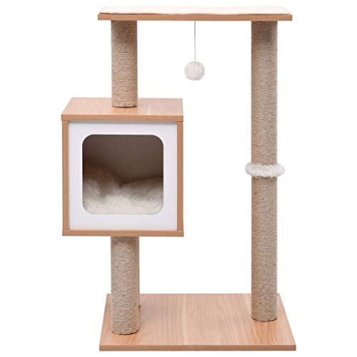 vidaXL Rascador para Gatos con Alfombra Rascadora Poste Casita de Sisal 82 cm
