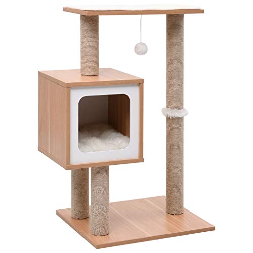 vidaXL Rascador para Gatos con Alfombra Rascadora Poste Casita de Sisal 82 cm