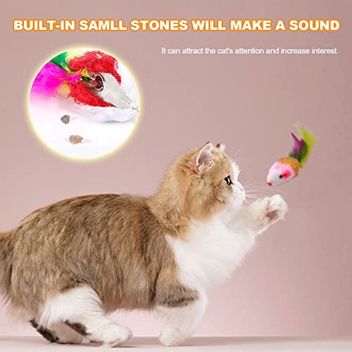 VIKSAUN 20 Pcs Juguetes para Gato, Peludo Ratones Gato Juguete , Sonajero Pequeño Ratón Juguetes, Simulación Juguete de Ratón con Plumas Colores Variados, Gato Juguete Interactivo